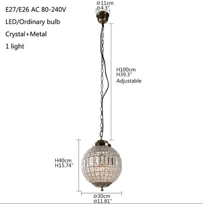 Vintage Crystal Chandelier - Luxurious Retro Orb Design with Exquisite Glass Crystals
