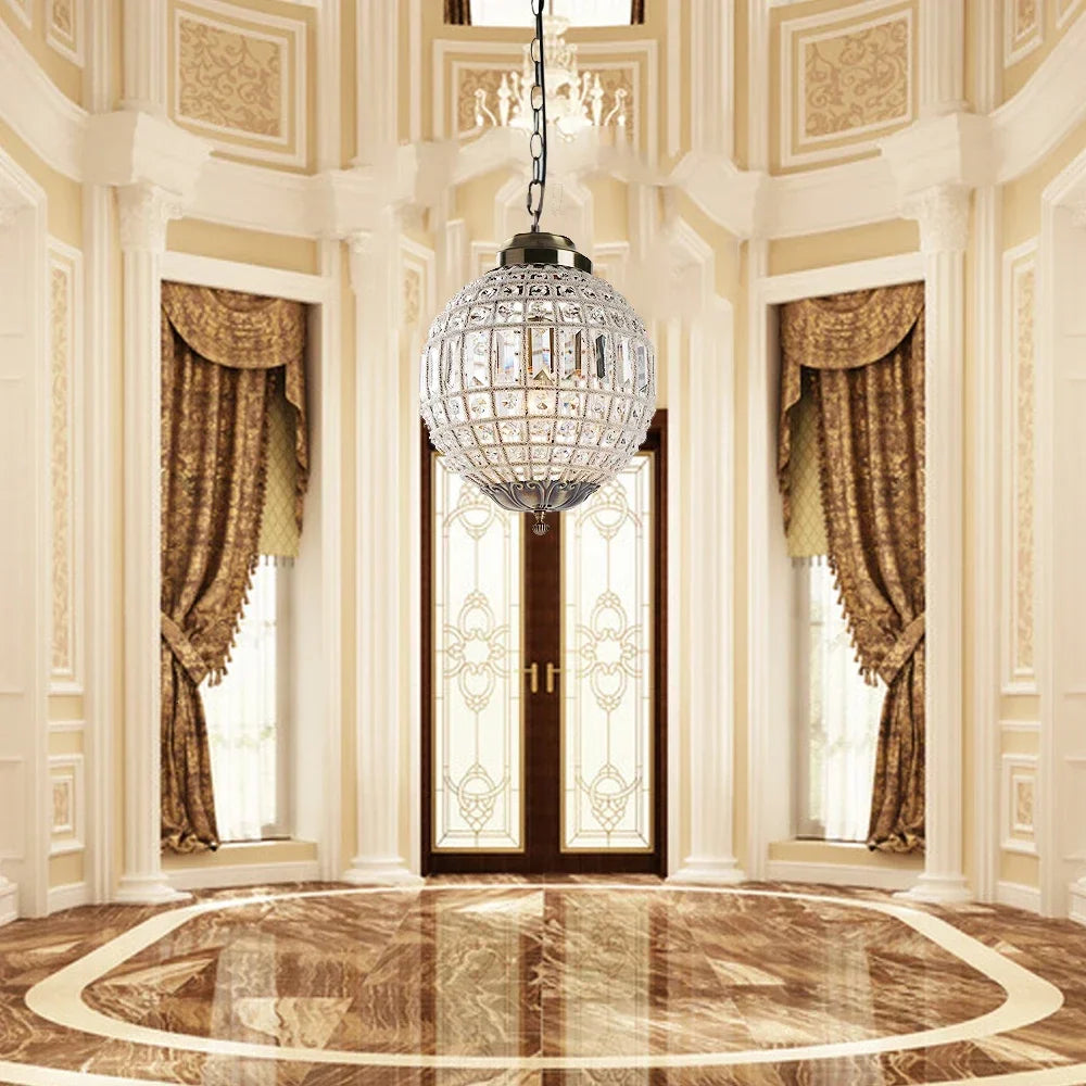 Vintage Crystal Chandelier - Luxurious Retro Orb Design with Exquisite Glass Crystals