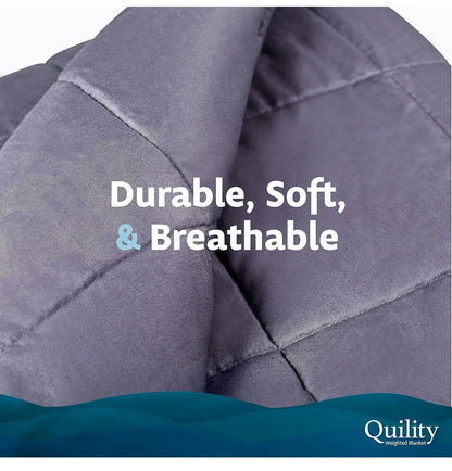 Quility 20 lb Queen Weighted Blanket, 60x80 Breathable Cotton Glass Bead Blanket for Adults