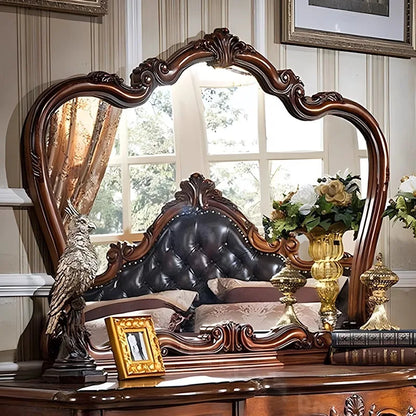 Dark Cherry Vanity Set - Luxurious Modern Hollywood Style with Mirror & Cushioned Stool