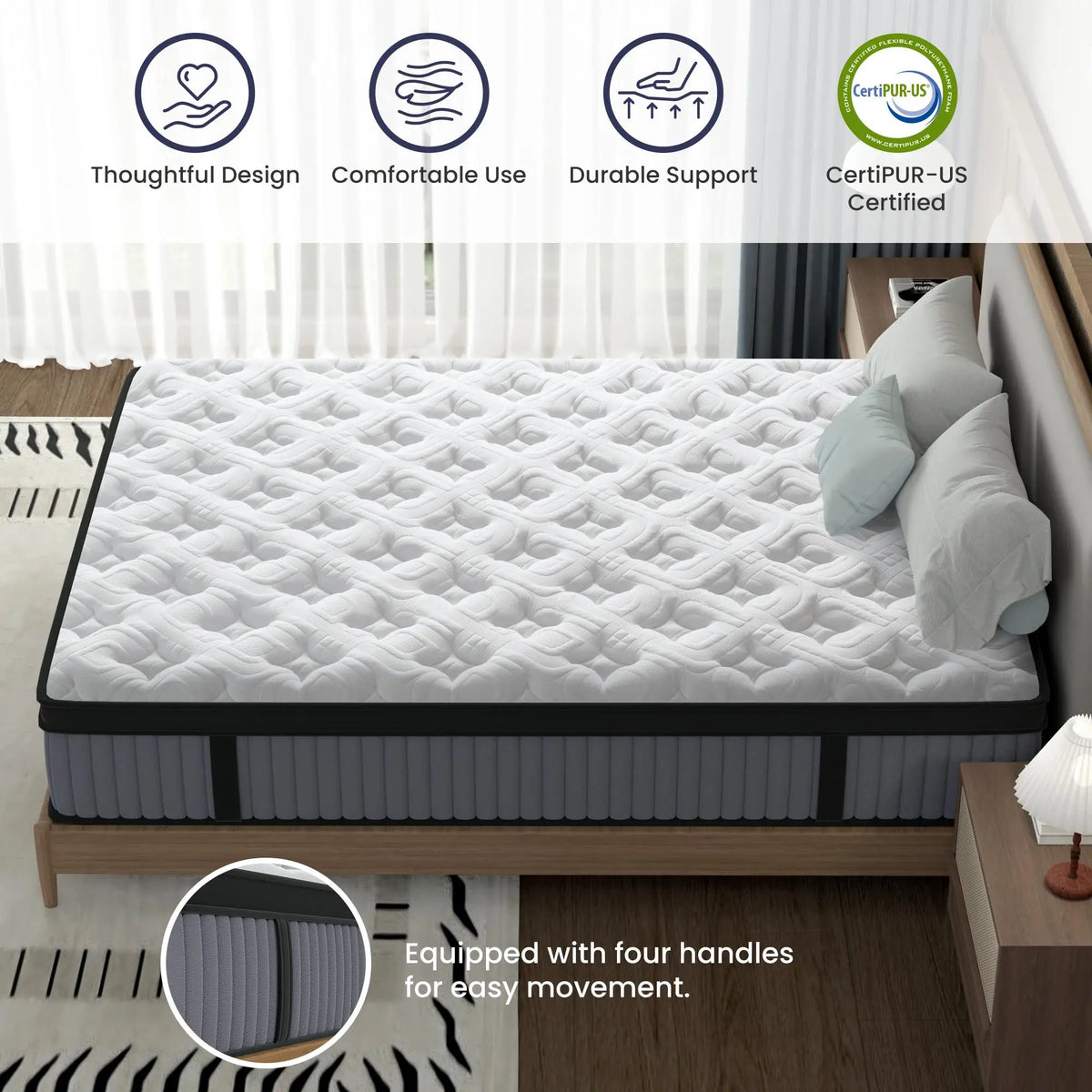BedStory 14-Inch Hybrid Mattress For Cooling – Gel Memory Foam & Pocket Spring, Medium Firm Queen/King