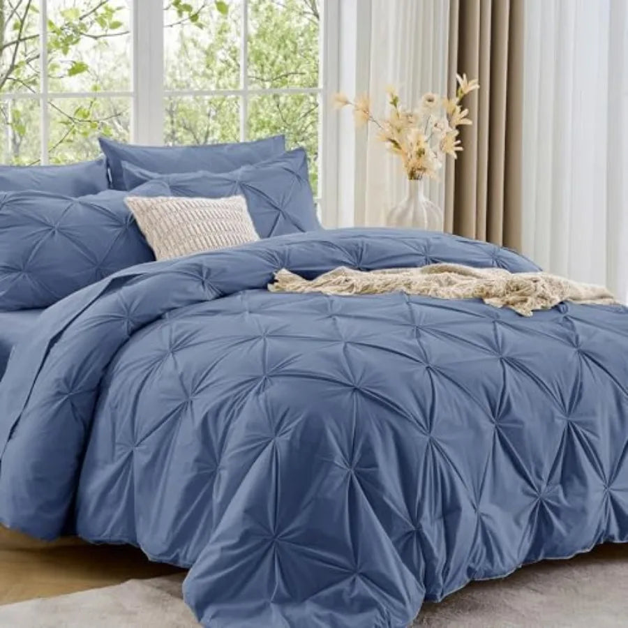 Elegant Pintuck Queen Comforter Set – 7-Piece