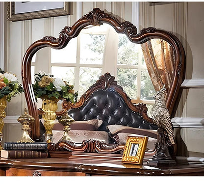 Dark Cherry Vanity Set - Luxurious Modern Hollywood Style with Mirror & Cushioned Stool