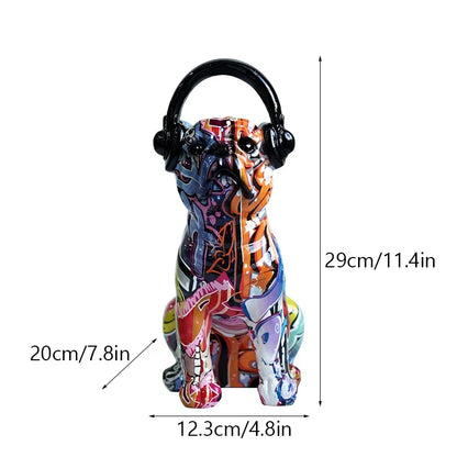 Unique Bulldog Figurine - Colorful Graffiti Art Earphone Holder for Dog Lovers