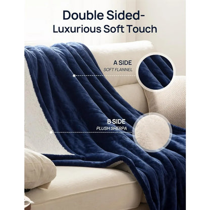 Cozy Flannel Sherpa Electric Blanket with 6 Heat Settings & Foot Pocket for Ultimate Comfort