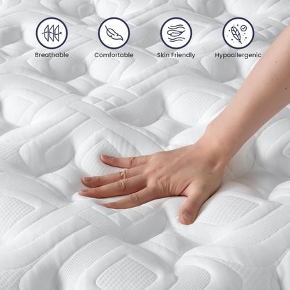 BedStory 14-Inch Hybrid Mattress For Cooling – Gel Memory Foam & Pocket Spring, Medium Firm Queen/King