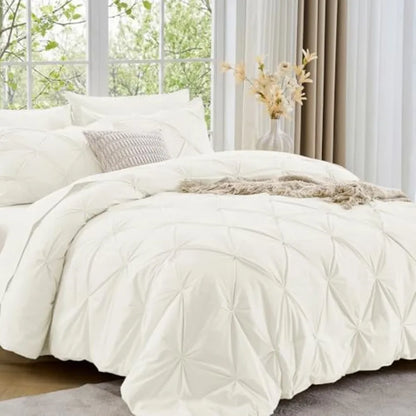 Elegant Pintuck Queen Comforter Set – 7-Piece