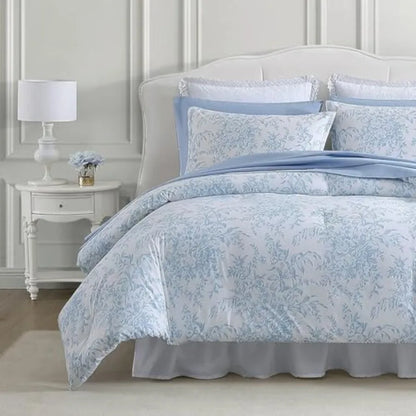 Bedford Blue Floral Comforter Set – Reversible Luxury Cotton Bedding