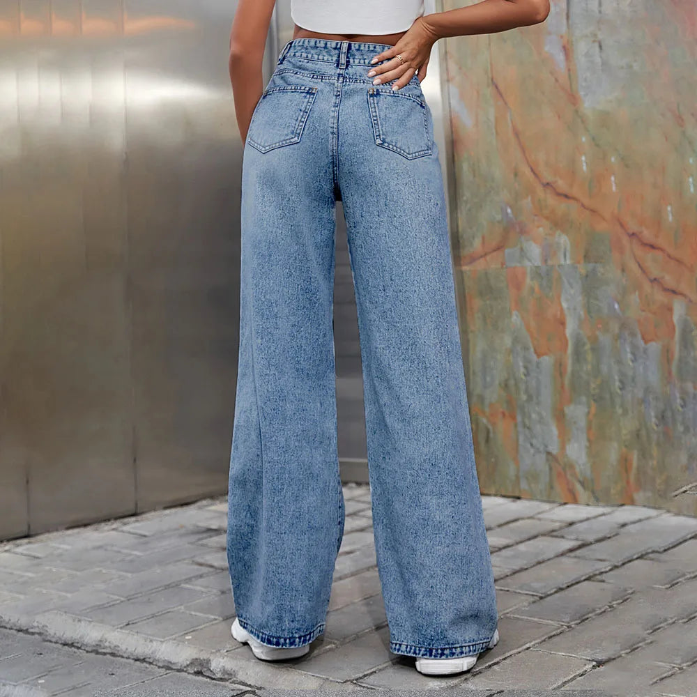 Summer Y2k Ripped Wide Leg Baggy Jeans Women 2024 Fashion High Waist New In Denim Pants Trousers Casual