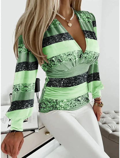 Sexy Deep V Neck Women Blouse 2023 Fashion Elegant Women's Elastic Shirts And Blouses Pullover Ladies White Casual Slim Tops