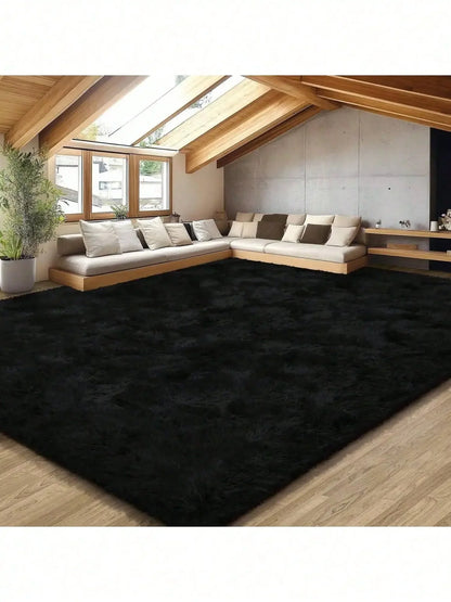 Fluffy Shag Area Rug - Abstract Tie-Dye Design with Non-Slip Backing for Cozy Comfort