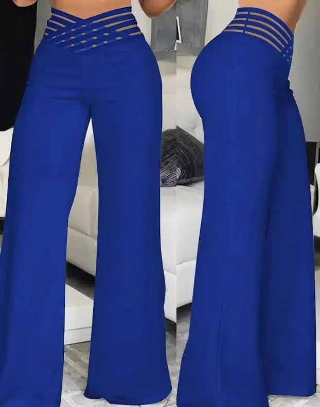 2025 Summer Women Flared Pants High Waist Casual Slimming Wide Leg Pants Elegant Office Solid Long Trousers 2025 Female Clothing