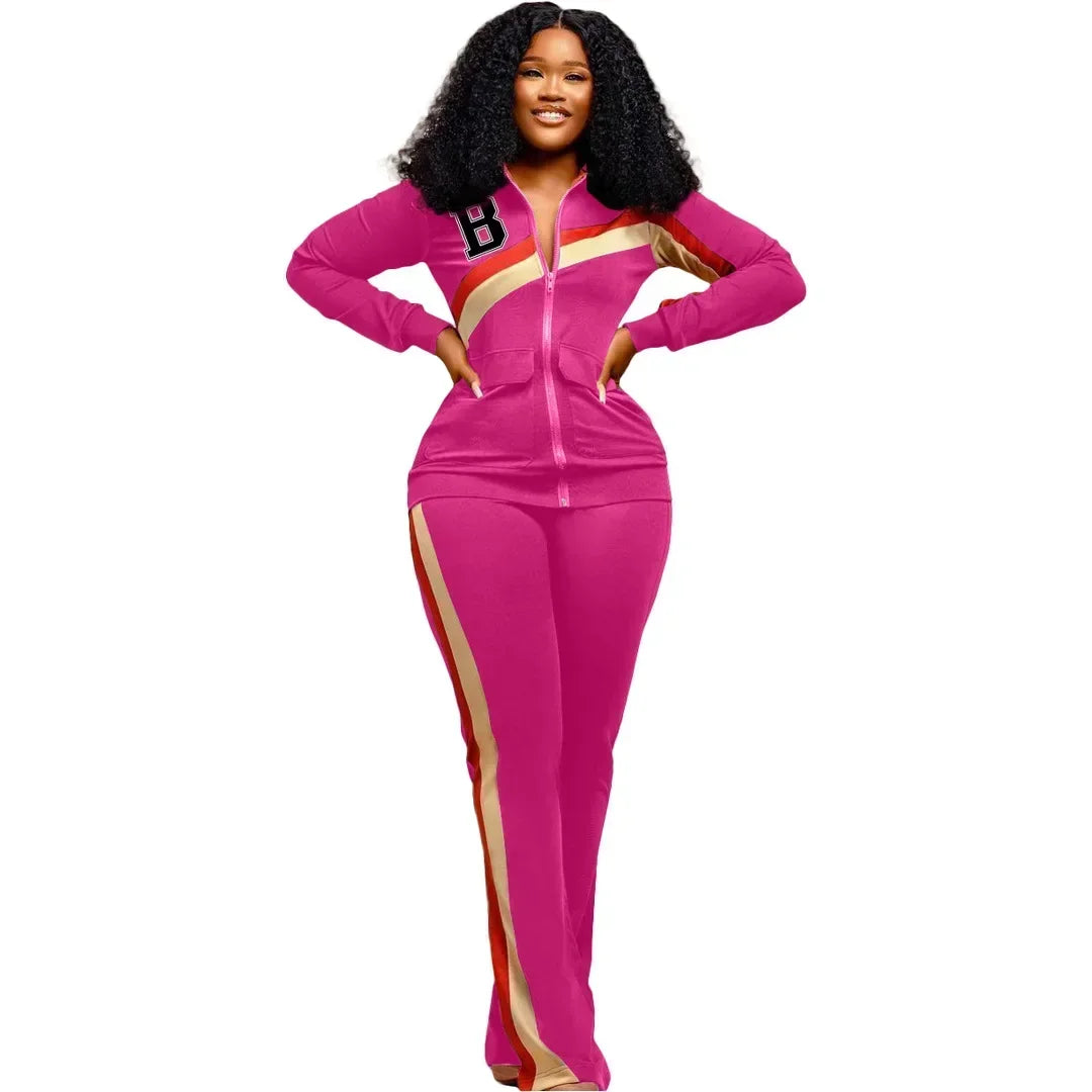 Tracksuit Women Pants Set Two Piece Set Autumn Winter Zipper Jacket Tops Suits Jogging Vintage Patchwork Outfits Y2k Streetwear