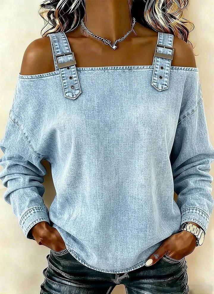 Women's Blouses Spring Summer Fall New Style Casual One-line Tie Shoulder Strap Long-sleeve Top Fashion Shirt For Women Clothing