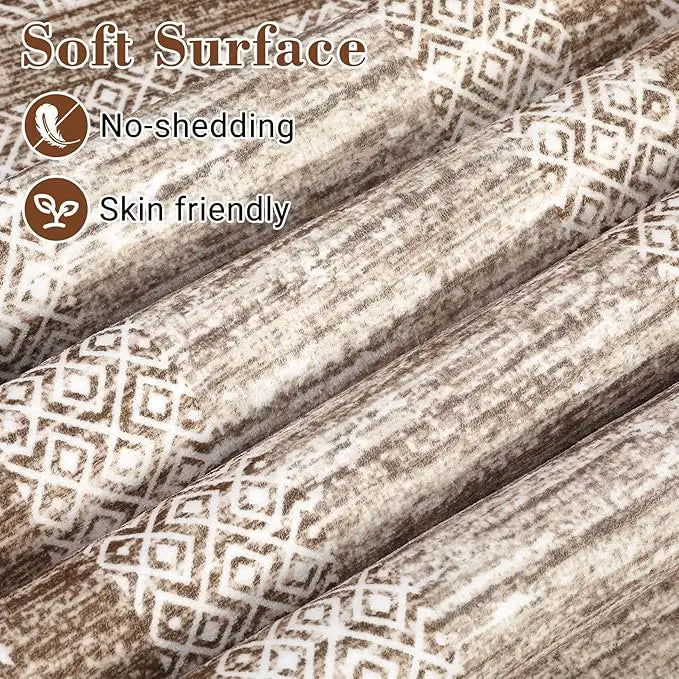 2x6 Runner Rug, Brown Geometric Washable Non-Slip Low-Pile Indoor Hallway Carpet