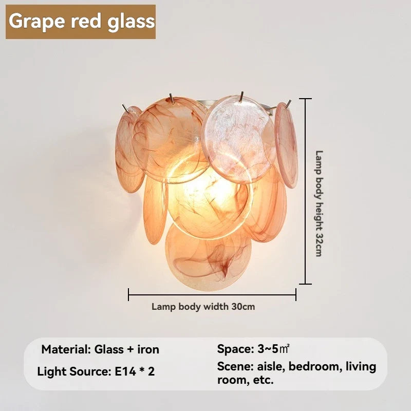 Elegant Murano Glass Wall Lamp - Handmade French Style Dimmable LED with Colorful Design