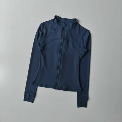 Zippered Sports Jacket for Women Yoga Suits Slim Fit Training for Jogging Long-sleeved Quick-drying Cardigan Jacket Top