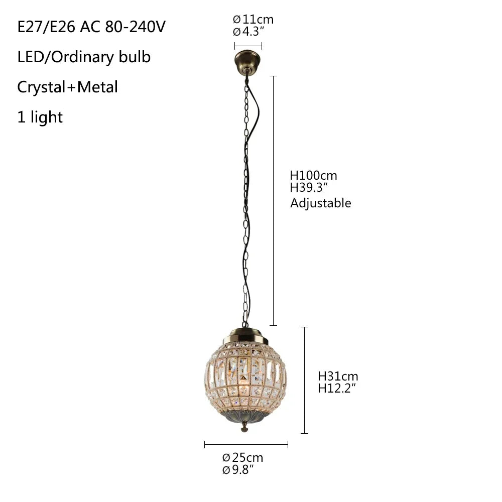 Vintage Crystal Chandelier - Luxurious Retro Orb Design with Exquisite Glass Crystals
