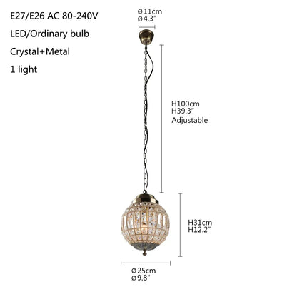 Vintage Crystal Chandelier - Luxurious Retro Orb Design with Exquisite Glass Crystals