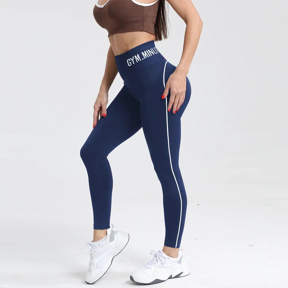 Seamless High Gym Waist Women Yoga Pants Color Contrast Sports Legging Hip Lift Gym Fitness Tights Quick Dry Workout Pants