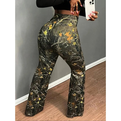 Plus Size Women's Summer Thin Casual Straight Pants High Waist Elastic Waist Printed Pants Bohemian Trousers