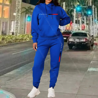 New Women's Sets Hoodie and Pants PARIS Letter Print High Quality Sports Suit Spring Autumn Aesthetic Activewear Women Clothing