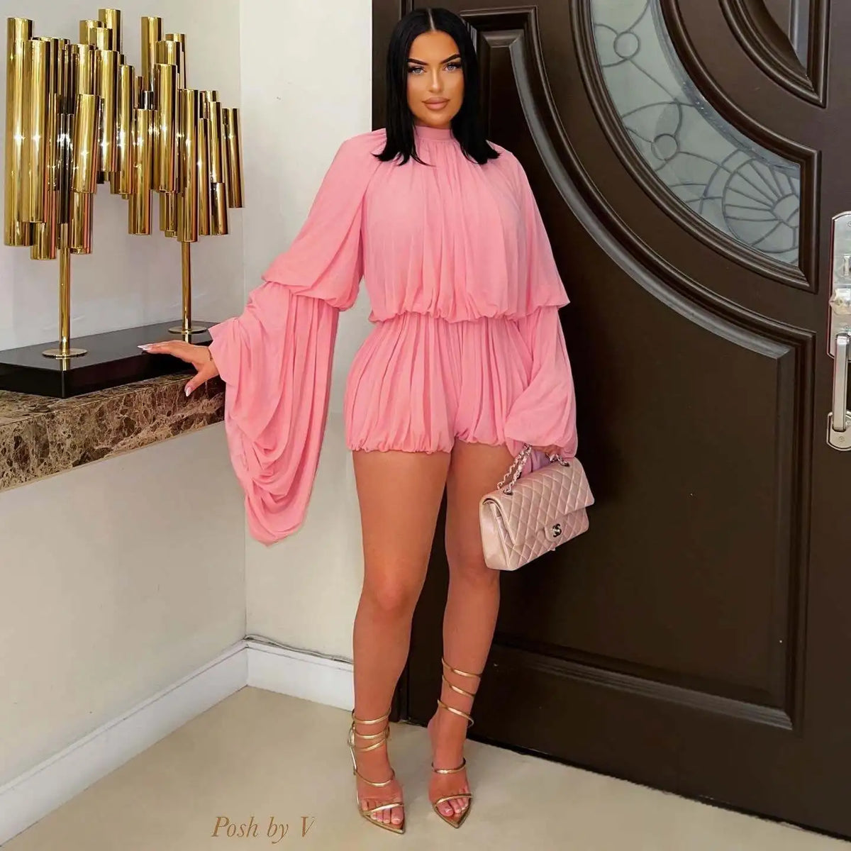 Chiffon Pleated Tops Sexy 2 Piece Pant Set Outfits Women Elegant Ladies Office Luxury Outfits Summer Two Piece Set Pant Shorts