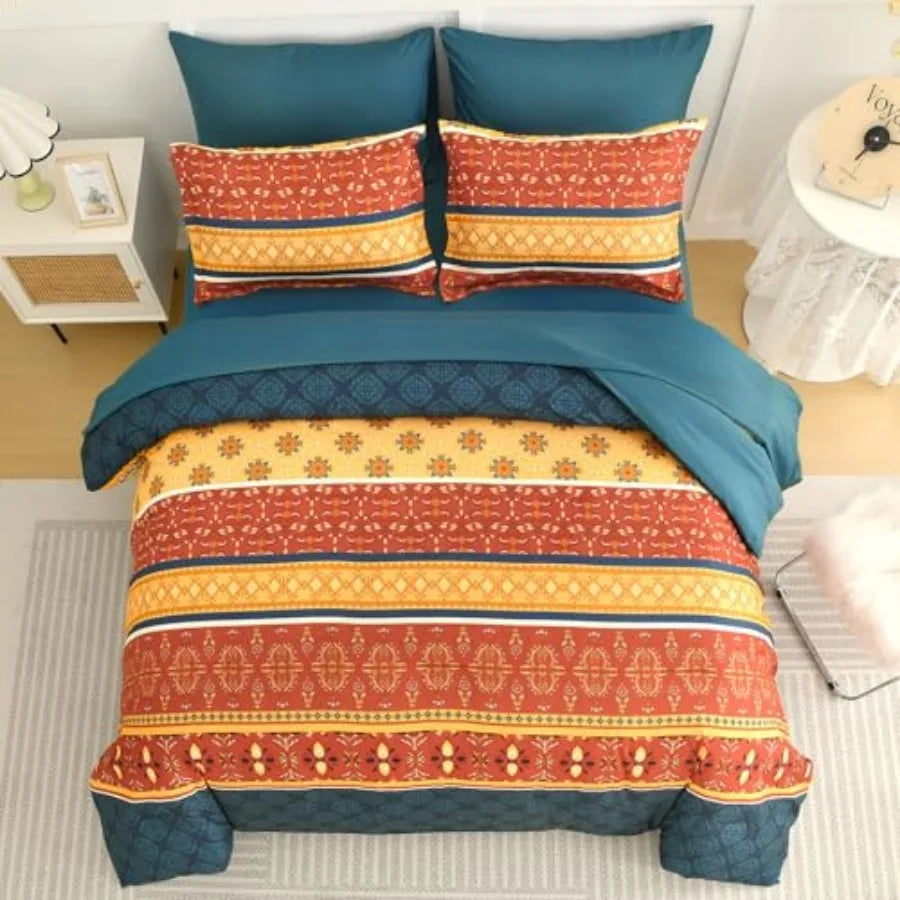 Boho King Comforter Set – 7 Piece Luxury Microfiber Bedding Ensemble