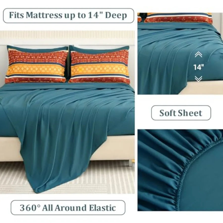 Boho King Comforter Set – 7 Piece Luxury Microfiber Bedding Ensemble