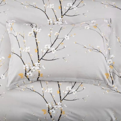 Sage Green Floral Duvet Cover Set Queen – Soft Microfiber, Modern Botanical Bedding with Yellow Accents