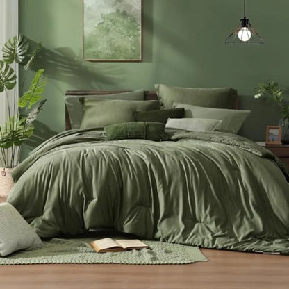 Olive Atelier Bed Ensemble – 7-Piece Reversible Luxury