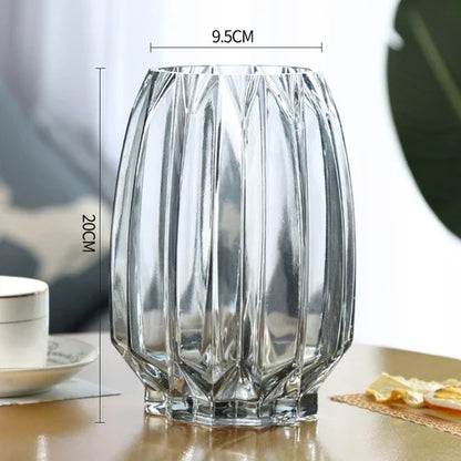 Glass Flower Vase Set - 3 Colors: Smoke Grey, Wine Red, Sky Blue - Northern European Design