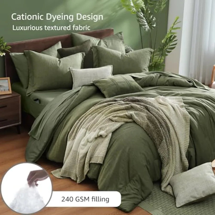 Olive Atelier Bed Ensemble – 7-Piece Reversible Luxury