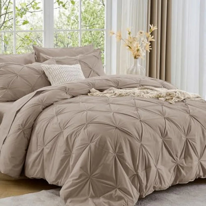 Elegant Pintuck Queen Comforter Set – 7-Piece