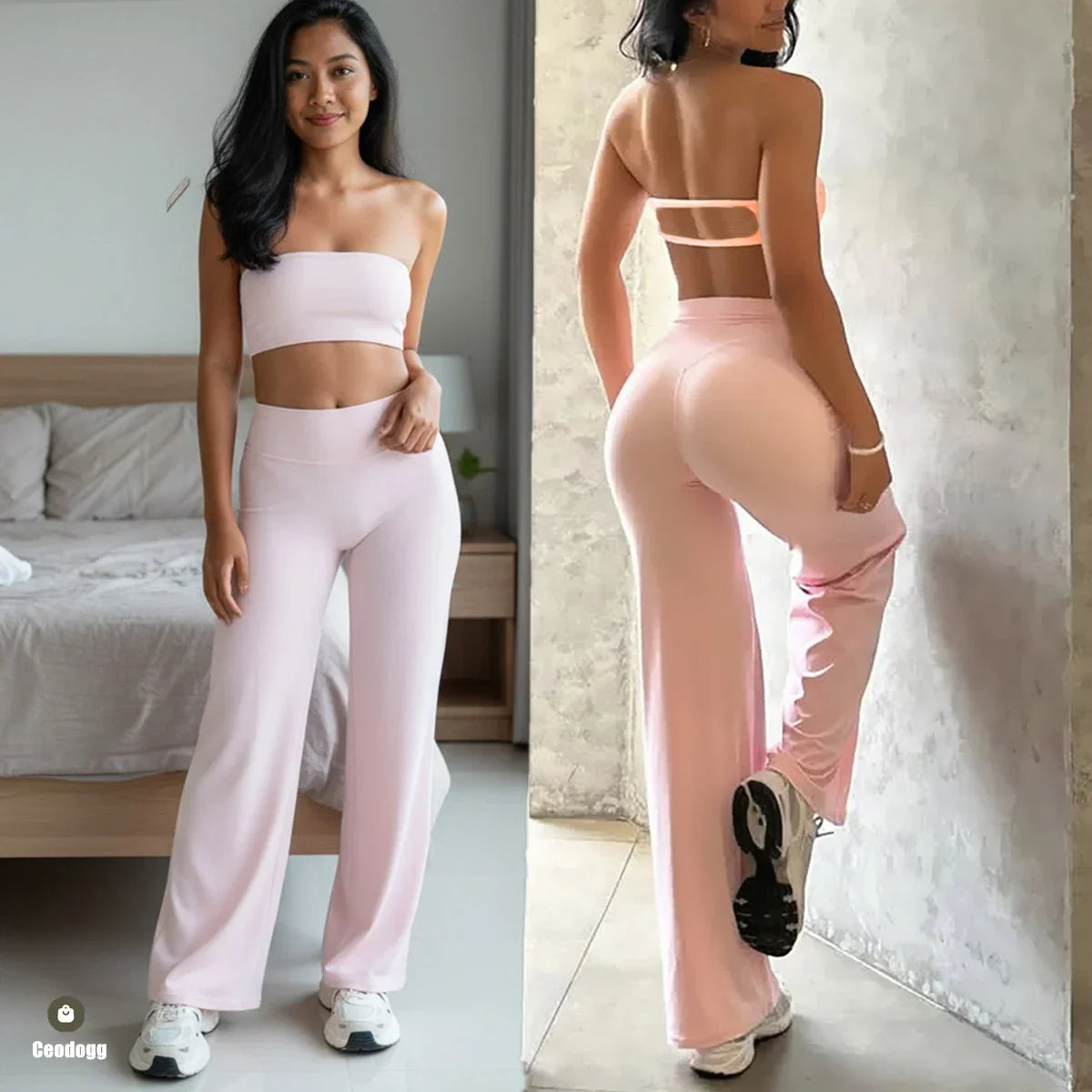 2PCS Pad Yoga Set Women Yoga Pant Workout Tracksuit Sportswear Gym High Waist Straight Leg Bottoms Fitness Bta Sports Suit XP01