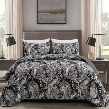 3-Piece Queen Floral Quilt Set, Lightweight Reversible Farmhouse Coverlet with 2 Pillow Shams
