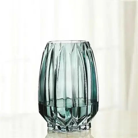 Glass Flower Vase Set - 3 Colors: Smoke Grey, Wine Red, Sky Blue - Northern European Design