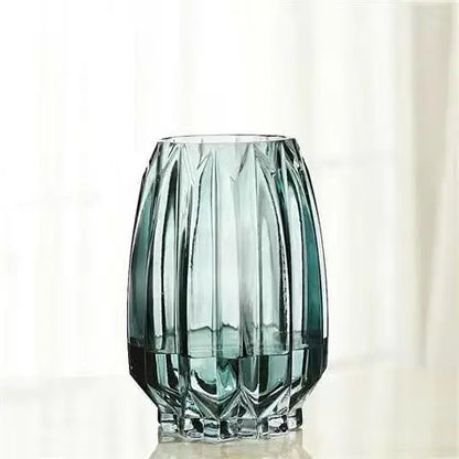 Glass Flower Vase Set - 3 Colors: Smoke Grey, Wine Red, Sky Blue - Northern European Design
