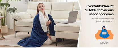 Cozy Flannel Sherpa Electric Blanket with 6 Heat Settings & Foot Pocket for Ultimate Comfort