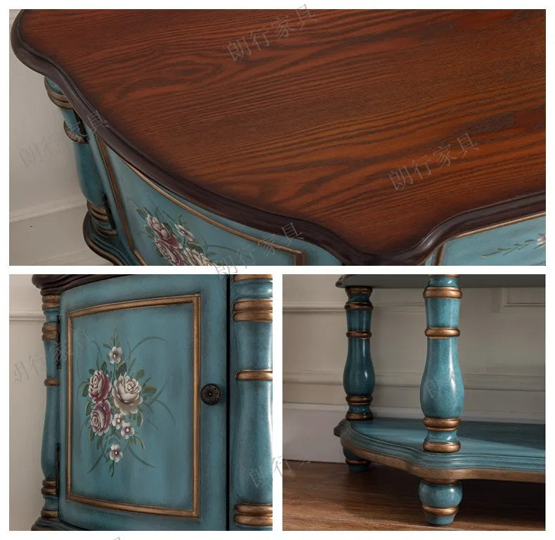 Traditional Birch Wood Media Console with 4 Drawers & Cabinets - Stylish Storage Solution