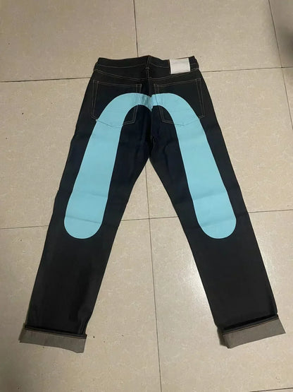 Jeans Women Gothic Y2K Retro Streetwear Black Cargo Punk Vintage Kpop Print Wide Leg Denim Panrts Female Autumn Trousers Pants