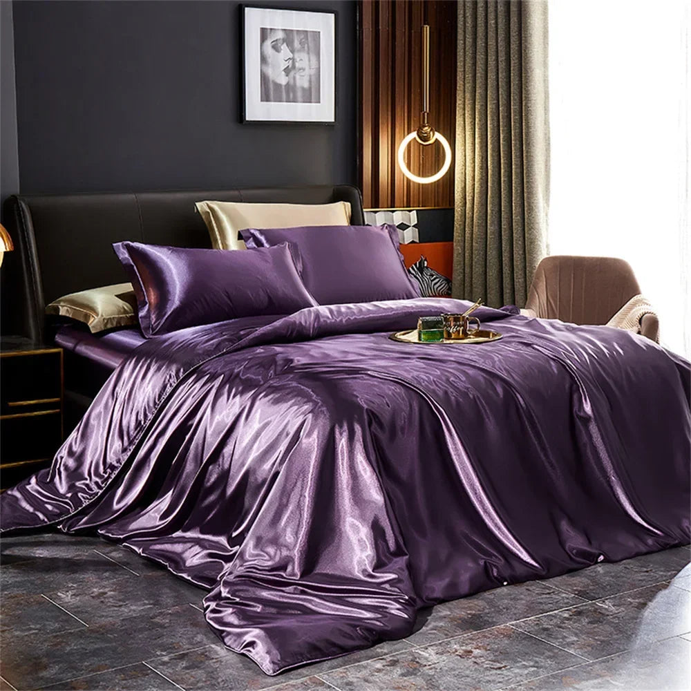 Luxury Duvet Bedding Set in Mulberry Satin – Soft, Breathable, Multiple Sizes & Colors
