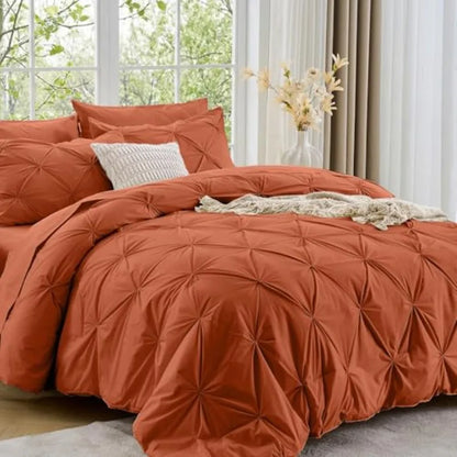 Elegant Pintuck Queen Comforter Set – 7-Piece