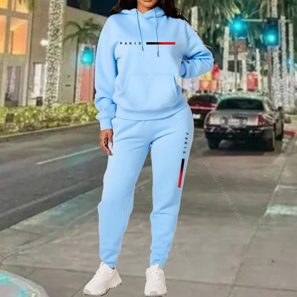 New Women's Sets Hoodie and Pants PARIS Letter Print High Quality Sports Suit Spring Autumn Aesthetic Activewear Women Clothing
