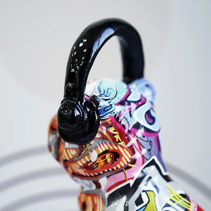 Unique Bulldog Figurine - Colorful Graffiti Art Earphone Holder for Dog Lovers
