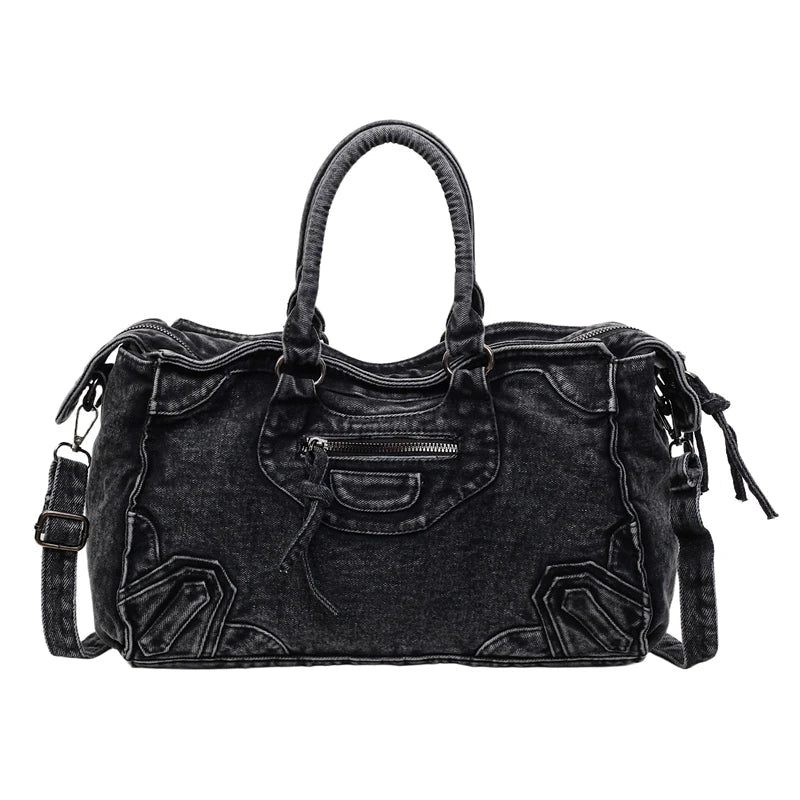 Large Capacity Women Denim Handbags Tote Bags High Quality Ladies Solid Shoulder Messenger Bags Casual Female Big Crossbody Bags