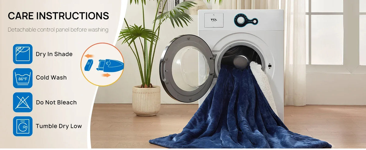 Cozy Flannel Sherpa Electric Blanket with 6 Heat Settings & Foot Pocket for Ultimate Comfort