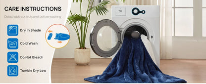Cozy Flannel Sherpa Electric Blanket with 6 Heat Settings & Foot Pocket for Ultimate Comfort