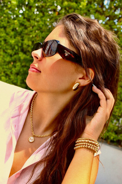 Gold Mother of Pearl Initial Letter Necklace