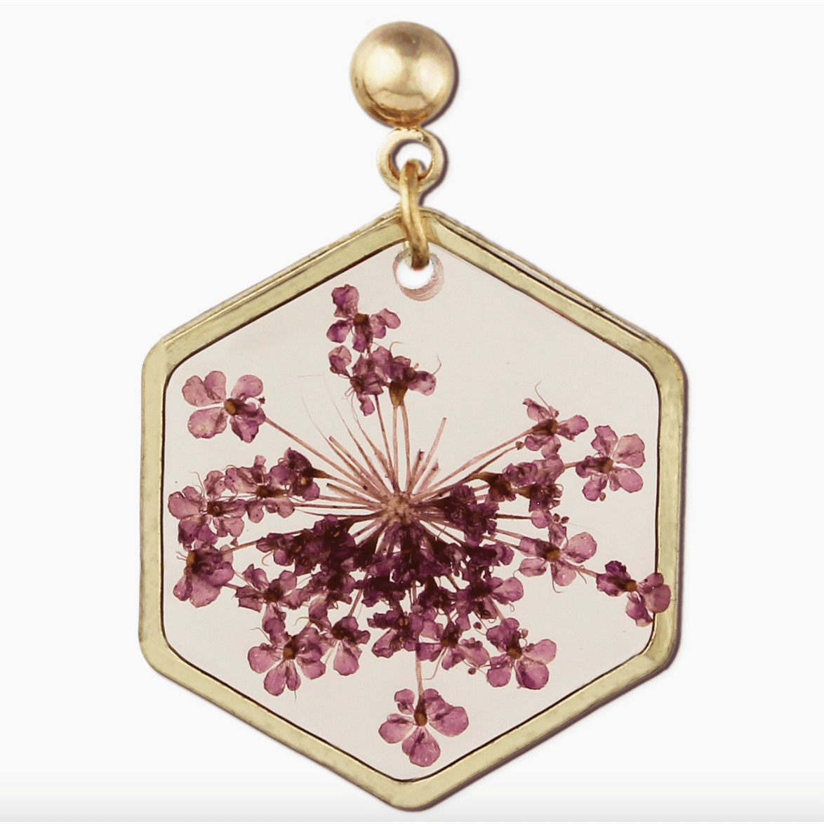 Cottage Floral Purple Dried Flower Earrings
